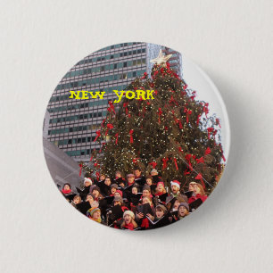 BADGE ROND 5 CM NOËL À NEW YORK