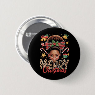 Badge Rond 5 Cm Noël afro-américain chignon désordonné mère noire