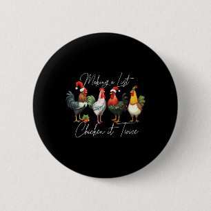 Badge Rond 5 Cm Noël Amant de poulet Noël Noël Feu de chapeau de N