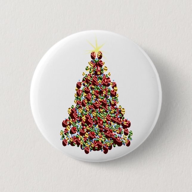Badge Rond 5 Cm Noël Arbre décoré (Devant)