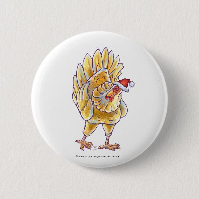 Badge Rond 5 Cm Noël au poulet (Devant)