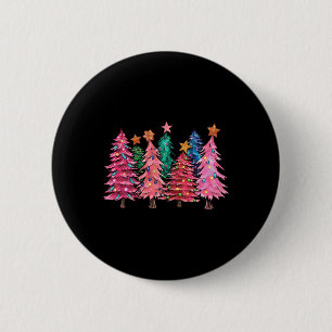 Badge Rond 5 Cm Noël Avec Arbres Roses Xmas Costume Filles