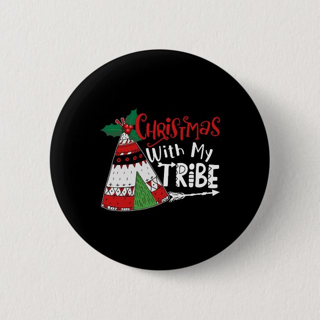Badge Rond 5 Cm Noël avec ma tribu (Devant)