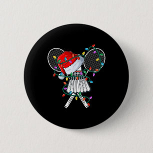 Badge Rond 5 Cm Noël Badminton Xmas Père Noël Sports Casquette Men