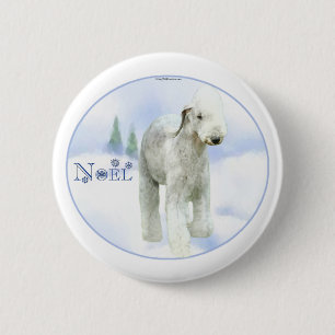 Badge Rond 5 Cm Noel Bedlington Terrier