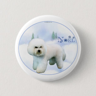 Badge Rond 5 Cm Noel Bichon Frise - Customisé