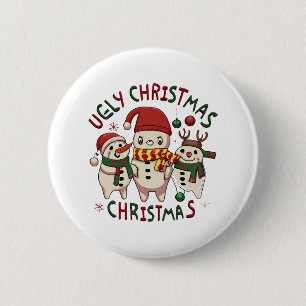 Badge Rond 5 Cm Noël blanc ; NOËL AFFREUX