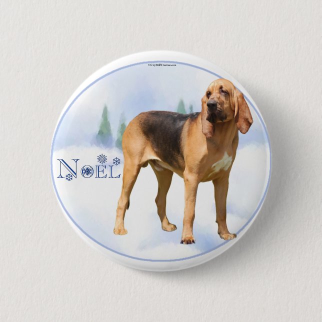 Badge Rond 5 Cm Noel Bloodhound (Devant)