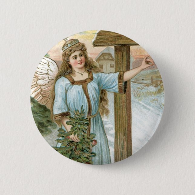 Badge Rond 5 Cm Noël Bonjour Angel (Devant)