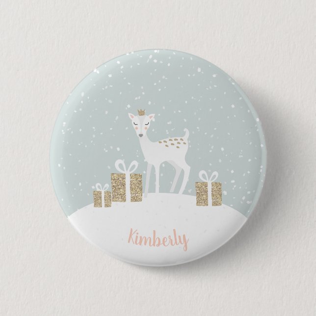 Badge Rond 5 Cm Noël Cerf Fantaisiste (Devant)