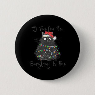 Badge Rond 5 Cm Noël Chat noir C'est bon Je vais bien tout