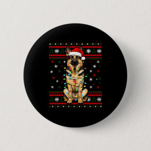 Badge Rond 5 Cm Noël Chien, Lumières de Noël Berger Allemand Oug