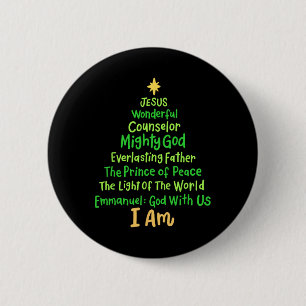 Badge Rond 5 Cm Noël chrétien Jésus Bible Noms Noël Arbre Sh