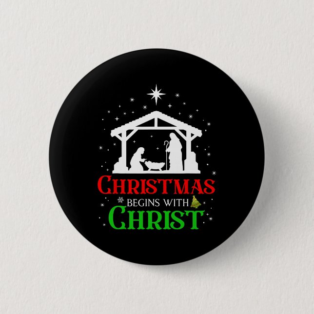 Badge Rond 5 Cm Noël Commence Avec Christ Christian Religious J (Devant)