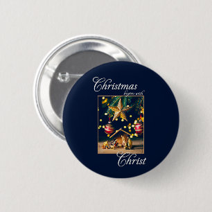 Badge Rond 5 Cm Noël commence avec la Nativité Christ