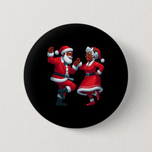 Badge Rond 5 Cm Noël Dancing Black African American Père Noël Mme.