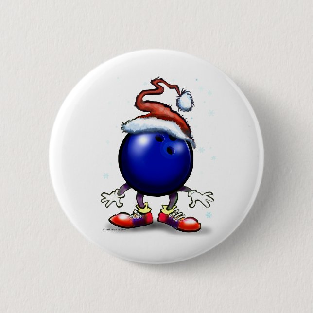 Badge Rond 5 Cm Noël de bowling (Devant)