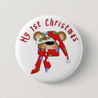 Badge Rond 5 Cm Noël de chef d'ours de Noël ęr