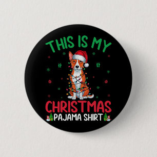 Badge Rond 5 Cm Noël de Chien Basenji Père Noël : des arbres de No