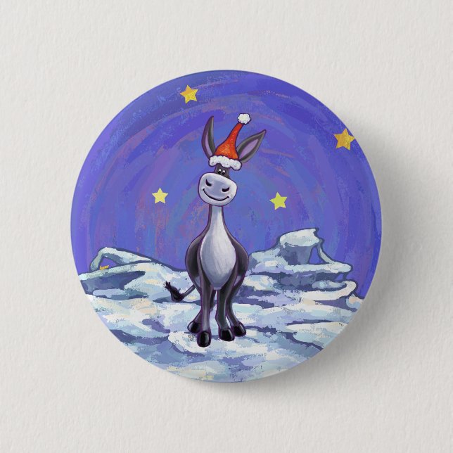 Badge Rond 5 Cm Noël de l'âne (Devant)