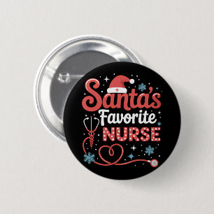 Badge Rond 5 Cm Noël de l'infirmière préférée de Santa 