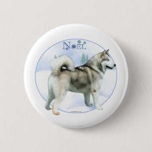 Badge Rond 5 Cm Noel de malamut en Alaska - Bouton