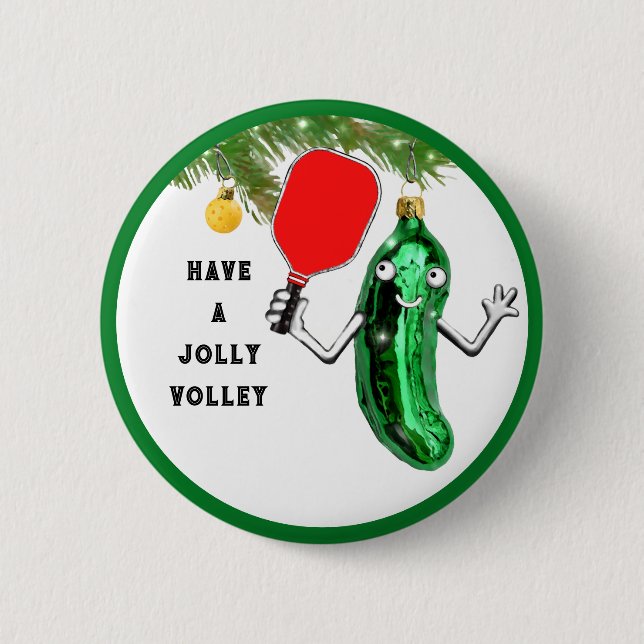 Badge Rond 5 Cm Noël de pickleball (Devant)