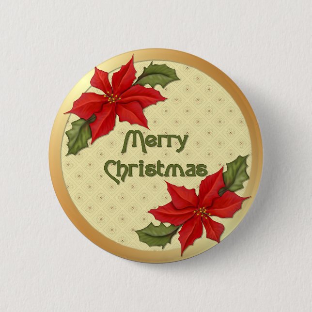 Badge Rond 5 Cm Noël de Poinsettia (Devant)