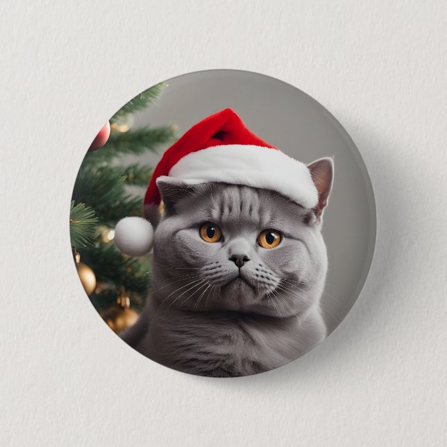 Badge Rond 5 Cm Noël de Shorthair britannique (Devant)