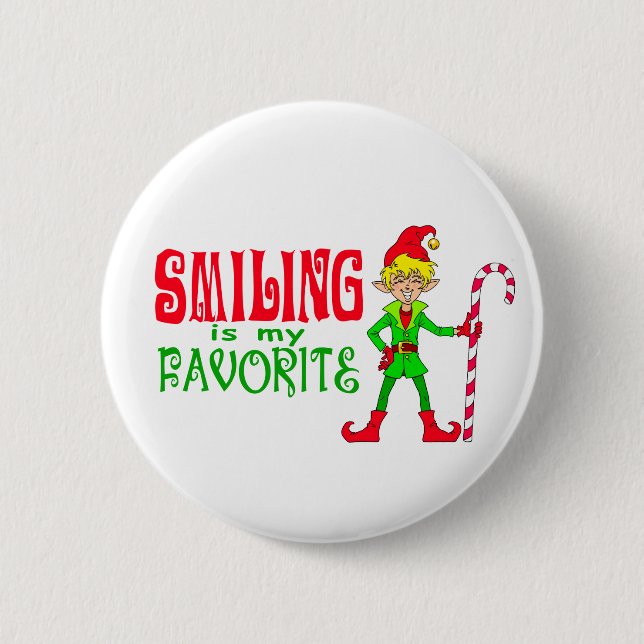 Badge Rond 5 Cm Noël de sourire Elf (Devant)