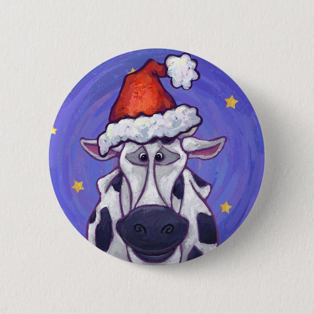 Badge Rond 5 Cm Noël de vache (Devant)