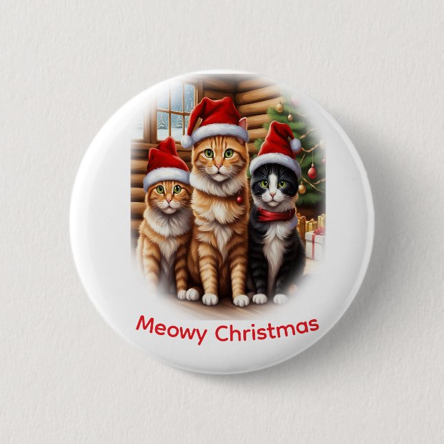 Badge Rond 5 Cm Noël des chatons mignons (Devant)