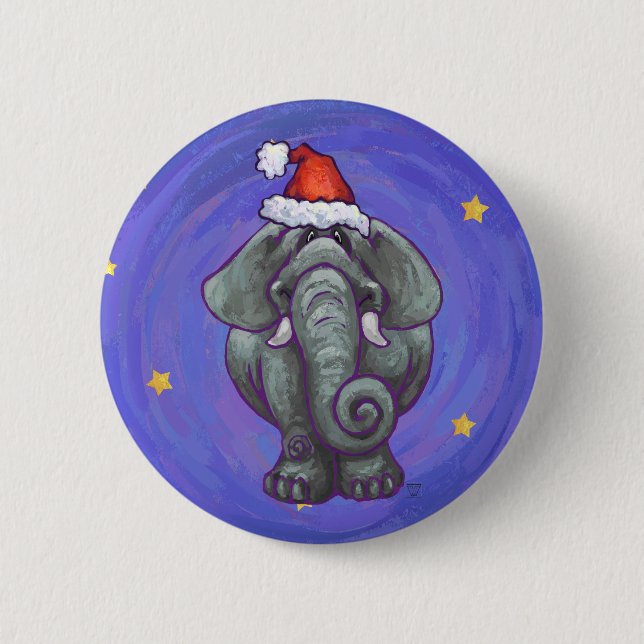 Badge Rond 5 Cm Noël des éléphants (Devant)
