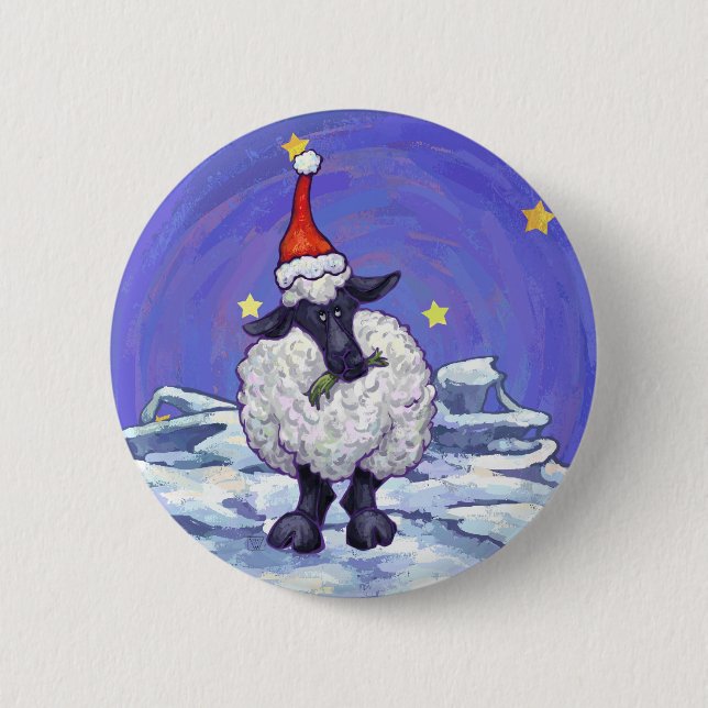 Badge Rond 5 Cm Noël des moutons (Devant)