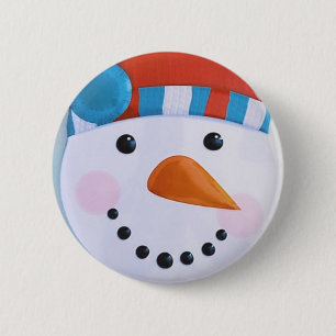 Badge Rond 5 Cm Noël d'hiver de la carotte de Snowman