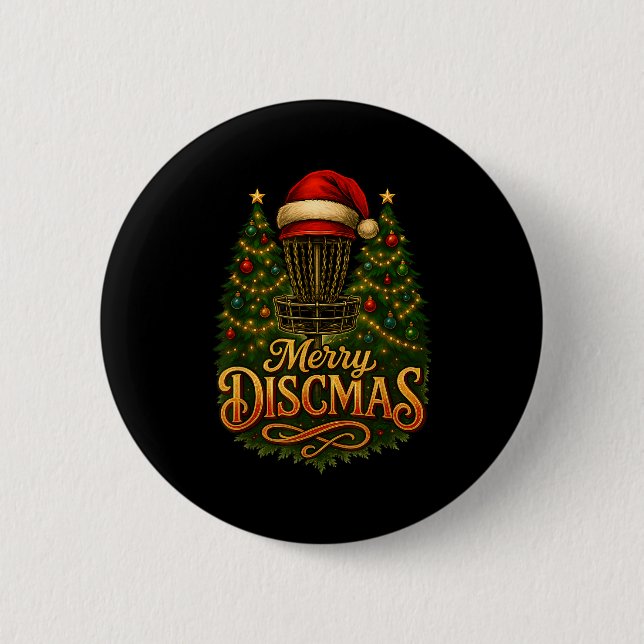 Badge Rond 5 Cm Noël Disc Golf Joyeux Disc Noël (Devant)