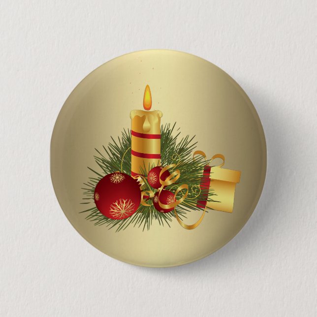 Badge Rond 5 Cm Noël doré (Devant)