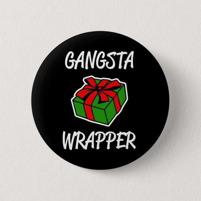 Badge Rond 5 Cm Noël drôle d'emballage de Gangsta indiquant le (Devant)