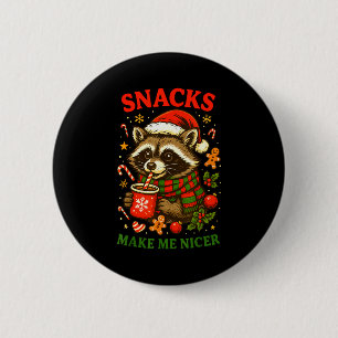 Badge Rond 5 Cm Noël Drôle Mignon Raton Laveur Sauvage Snacks Me