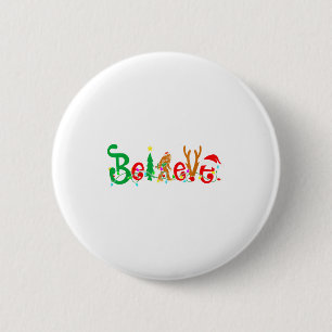 Badge Rond 5 Cm Noël drôle Xmas Bigfoot Croire Sasquatch Dans