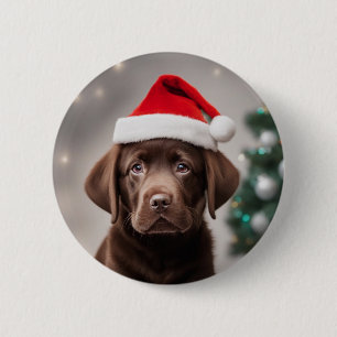 Badge Rond 5 Cm Noël du Labrador au chocolat
