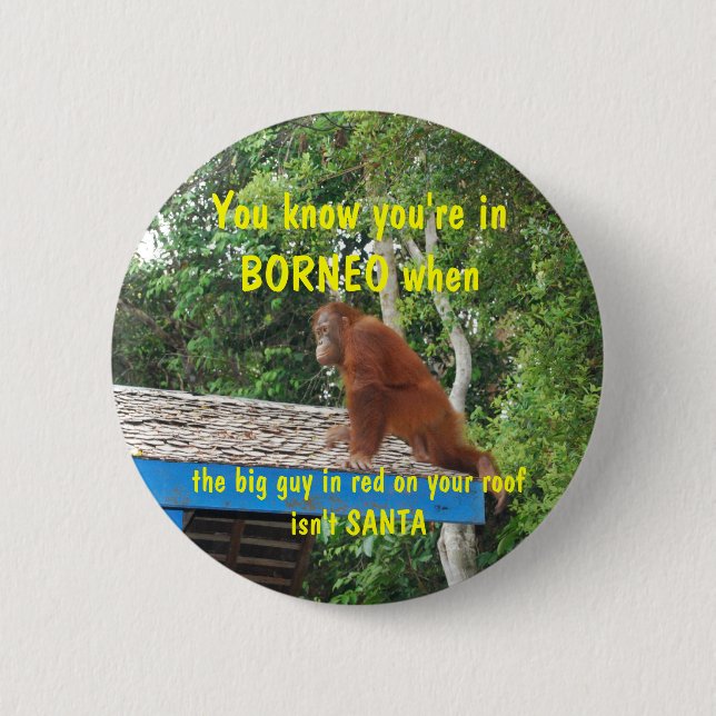 Badge Rond 5 Cm Noël du père noël Bornéo (Devant)