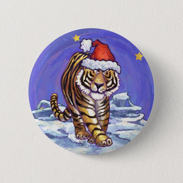 Badge Rond 5 Cm Noël du tigre (Devant)