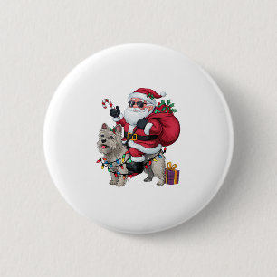 Badge Rond 5 Cm Noël Éclairage Père Noël équitation Chien Terrier