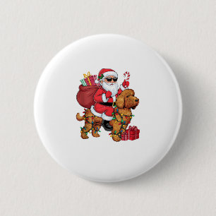 Badge Rond 5 Cm Noël Éclairage Père Noël équitation Cockapo Chien 
