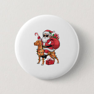 Badge Rond 5 Cm Noël Éclairage Père Noël équitation Vizsla Chien N