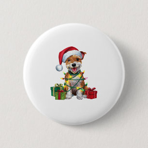 Badge Rond 5 Cm Noël Éclairage Santa Hat Skye Terrier Chien Noël
