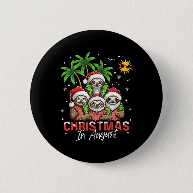 Badge Rond 5 Cm Noël en août (Devant)