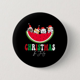 Badge Rond 5 Cm Noël en Juillet Amoureux de Chats Chapeau de Père