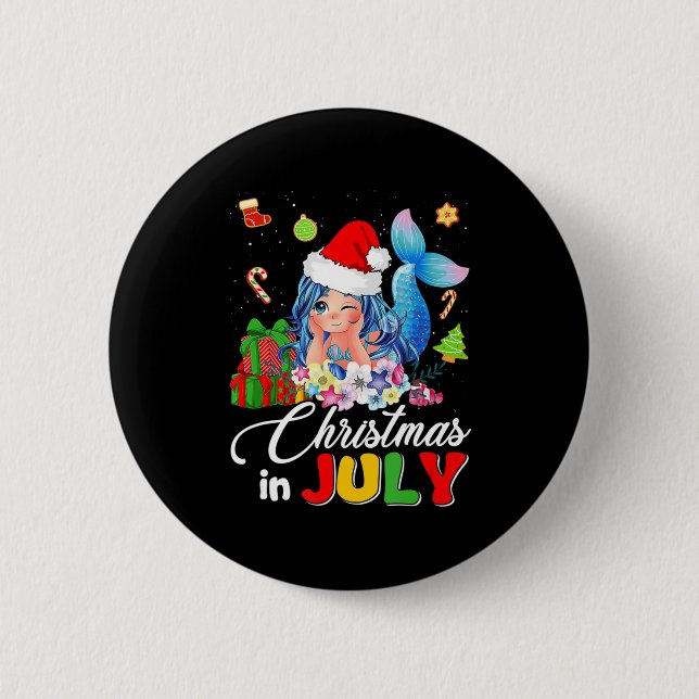 Badge Rond 5 Cm Noël En Juillet Anime Mermaid Santa Hat Sum (Devant)